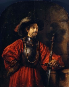 Portrait of a man in military costume by Rembrandt