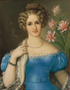 Portrait of a Young Lady in a Blue Dress by Jozef Ginovský