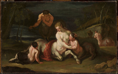 Portrait of centaur family against landscape by Malarz francuski XVIII w