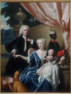 Portrait of Johan Frederik van Friesheim (1685-1747), Marie Aimée van Friesheim-de Rapin de Thoyras (1716-1800) and their son Johan Frederik (Godfried) van Friesheim (1738-1776) with a Black page by Philip van Dijk