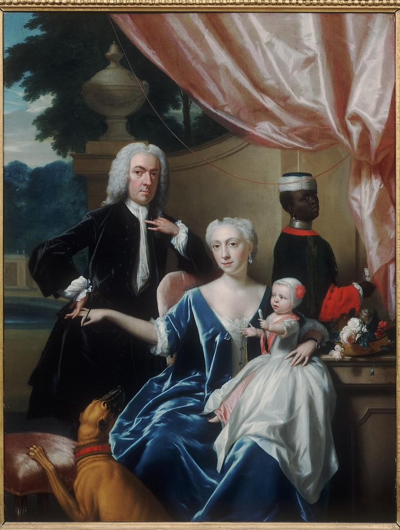 Portrait of Johan Frederik van Friesheim (1685-1747), Marie Aimée van Friesheim-de Rapin de Thoyras (1716-1800) and their son Johan Frederik (Godfried) van Friesheim (1738-1776) with a Black page