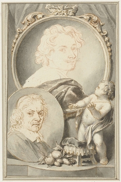 Portretten van Anton van Dyck en Jacob de Bray by Jacob Houbraken