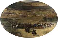 Queen María Cristina and her Daughter, Isabel II, reviewing the Artillery Batteries defending Madrid in 1837 by Marià Fortuny Marsal