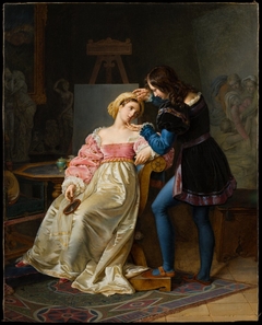 Raphael Adjusts Fornarina’s Hair Before Painting her Portrait by Marie-Philippe Coupin de La Couperie