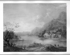 River- landscape with figures