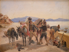 Robbers Attacking Travellers by Johann Baptist Kirner