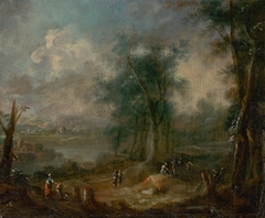 Romantic Landscape with Figural Staffage by Anonymous