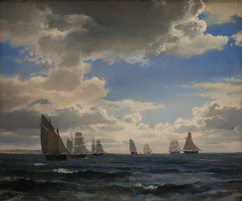Sailing Ships in the Sound south of Kronborg