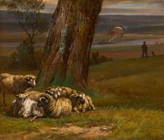 Sheep on a Riverbank