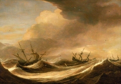 Ships in a Heavy Sea Running Before a Storm by Pieter Mulier the Elder