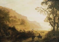 Southern landscape with travelers by Cornelis Matthieu