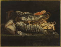 Still Life with Fish and Crustaceans on a Table by Abraham van Beijeren