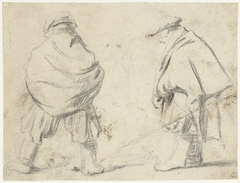 Studieblad van een staande urinerende man, van achteren en van opzij by Gerard ter Borch II