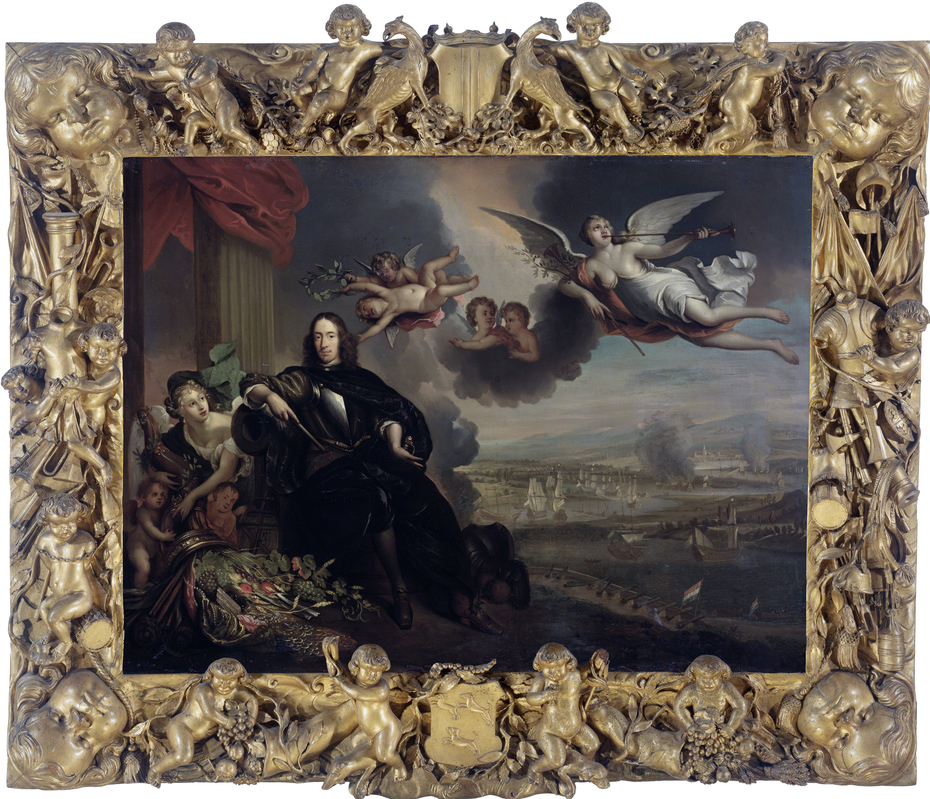 The apotheosis of Cornelis de Witt, with the raid on Chatham in the background