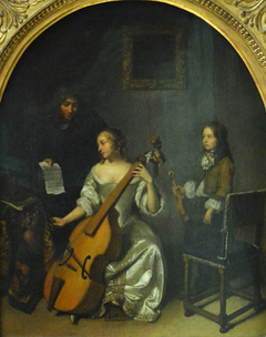 The Cello Lesson by Caspar Netscher