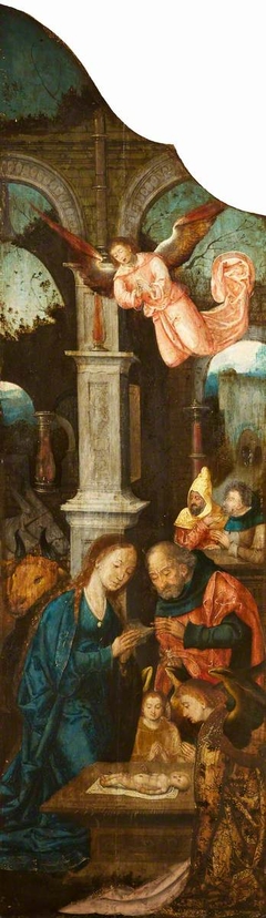The Dyrham Triptych (The Nativity by Night with Shepherds, The Adoration of the Magi and The Flight into Egypt) by attributed to Jan van Dornicke