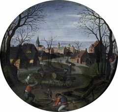 The Four Seasons (Spring: Sheep-dipping; Summer: Harvesting; Autumn: Wood-cutting; Winter: Snow scene; a Town under Snow)