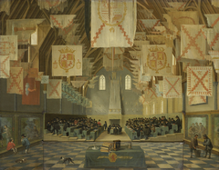 The Ridderzaal of the Binnenhof during the Great Assembly of 1651 by Dirk van Delen