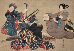 Three Women Playing Musical Instruments by Katsushika Ōi