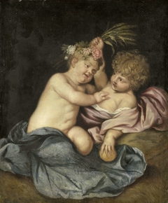 Two Children Playing by Unknown Artist
