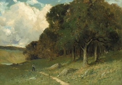 Untitled (man on path with trees in background) by Edward Mitchell Bannister