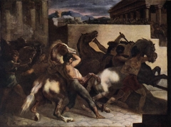 Course de chevaux libres : La Mossa by Théodore Géricault