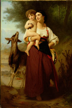 Young Mother in Campagna Costume with her Child and a Goat