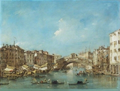 Venice: the Grand Canal with the Riva del Vin and the Rialto Bridge