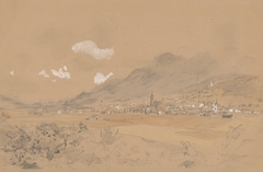 View of a Village below the Mountains