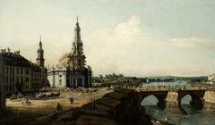 View of Dresden from the Left Shore of the Elbe River, up from the Bridgehead of the Historical City Centre by Bernardo Bellotto