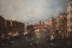 View of the Rialto, Venice, from the Grand Canal by Francesco Guardi
