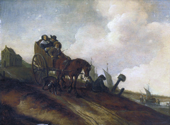 Waggon in a dune landscape