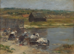 Washerwomen at the Edge of the Pond by Eugène Louis Boudin