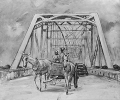 White Mules on a Bridge by Anne Goldthwaite