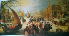Winter Landscape with Ice-sailors and Ice skating by David Vinckboons