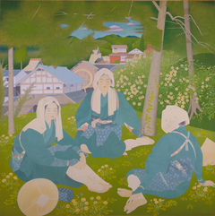 Women Peddlars by Tsuchida Bakusen