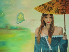 Young Woman with Parasol by Martha De Cunha