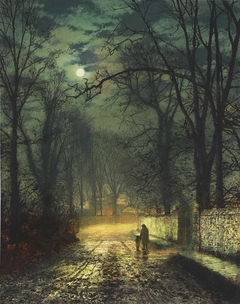 A Moonlit Lane by John Atkinson Grimshaw