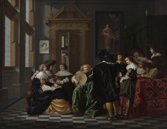 A musical company in a Renaissance hall