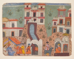 A Raja Receives Homage Outside the City:   Page from a Dispersed Manuscript by anonymous painter