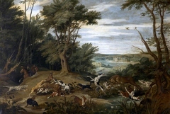 A Stag Hunt by attributed to Jan van Kessel II