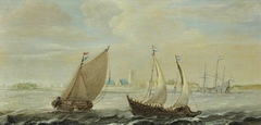 A Yacht and a Small Vessel Underway off a Dutch Harbour by Cornelis Verbeeck