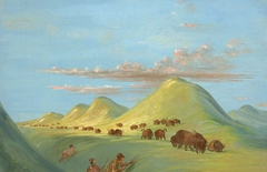Batiste, Bogard, and I Approaching Buffalo on the Missouri by George Catlin