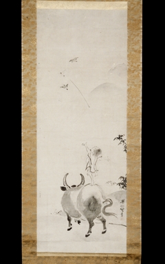 Boy Riding Water Buffalo [right of a pair] by Hanabusa Itchō
