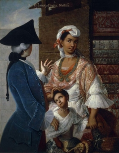 Casta Painting, 1. From male Spaniard and female Amerindian, Mestiza by Miguel Cabrera