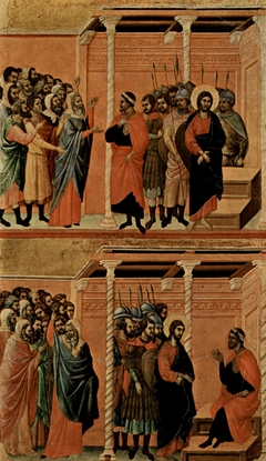 Christ Accused by the Pharisees (top); Pilate's First Interrogation of Christ (bottom) by Duccio di Buoninsegna