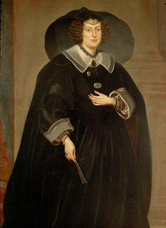 Claudia de' Medici (1604-1648), Erzherzogin, in Witwentracht, Kniestück by Frans Luycx