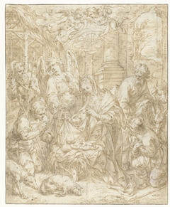 De aanbidding der herders by Hendrik de Clerck