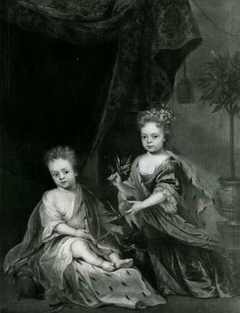 Double portrait of Willem IV van Oranje-Nassau (1711-1751) as a child with his sister Anna Charlotta Amalia Louisa (1710-1777) by anonymous painter