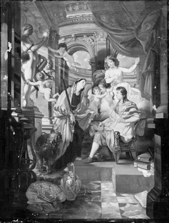 En ung fyrste på sin trone omgivet af allegoriske figurer by Carl Christian Gottlieb